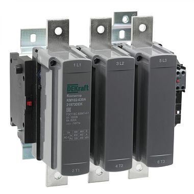 Контактор 630А 220В АС АС3 АС4 1НО+1НЗ КМ-102 DEKraft