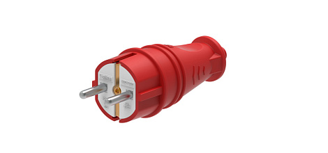Вилка каучук прямая 16А 230В с з/к IP44 SE MultiSet красный