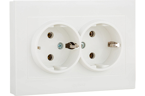 Розетка с заземлением 2 СП 16А Ovivo Mina белый
