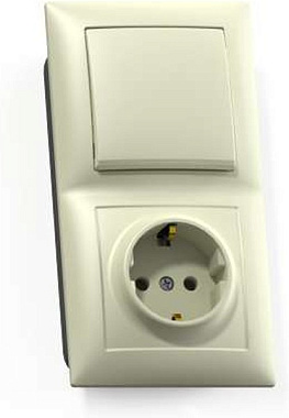 Блок комб. СП (1кл + 1роз с з/к) Кунцево-Электро Селена слоновая кость