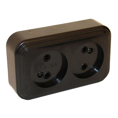 Розетка 2 ОП 16А БелТИЗ Элект Викинг черный