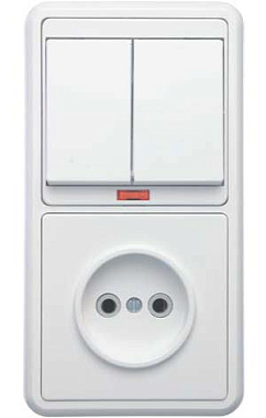 Блок комб. СП (2кл с подсв. + 1роз) Кунцево-Электро Бэлла белый