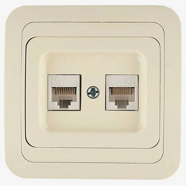 Розетка 1 СП комп. RJ45+RJ45 кат.5е Makel Mimoza кремовый