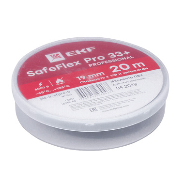 Изолента ПВХ 19мм х 20м черная EKF SafeFlex Pro 33+