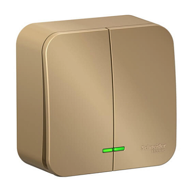 Выключатель 2 ОП 10А (изол.пл.) с подсв. cх.5 SE Blanca титан