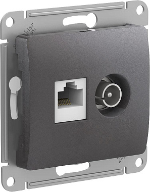 Розетка 1 СП TV+комп.RJ45 кат.5е механизм SE Glossa графит