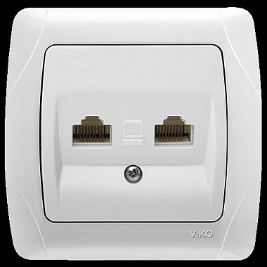 Розетка 1 СП комп. RJ45 кат.6 + телеф.RJ11 Viko Carmen белый