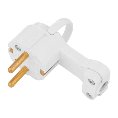 Вилка угловая с/з плоская белая 16А 250В Bylectrica