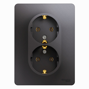 Розетка с заземлением 2 СП 16А SE Glossa графит