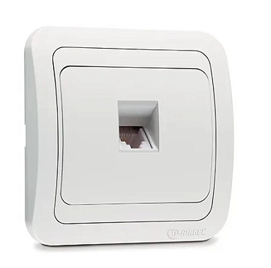 Розетка 1 СП телефонная RJ11 Makel Mimoza белый