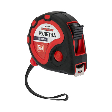 Рулетка 5м измерительная (5м х 19мм) прорезиненный корпус «Профи» Rexant