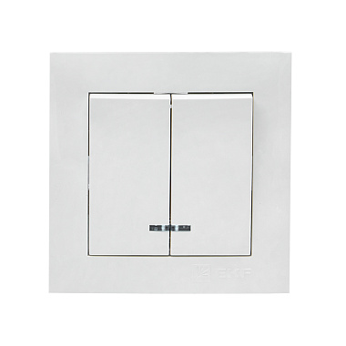Выключатель 2 СП 10А с подсв. EKF Валенсия белый