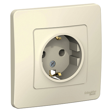 Розетка с заземлением 1 СП 16А SE Blanca молочный