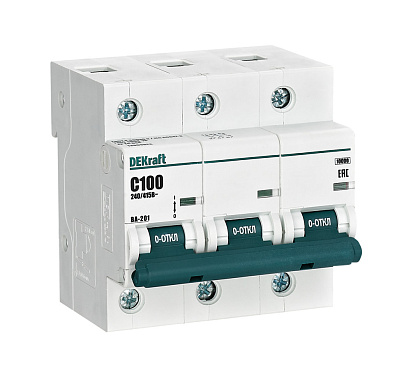 Автоматический выключатель 3P 100A (C) 10kA ВА201 DEKraft