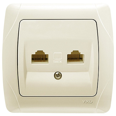 Розетка 1 СП комп. RJ45+RJ45 кат.5е Viko Carmen крем