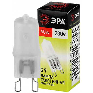 Лампа галогенная G9 60Вт 230В капсула матовая теплый белый свет ЭРА C0027364
