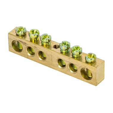 Шина PEN "ноль-земля" (6x9мм)  6 отв. латунь крепеж по центру розн. стикер EKF