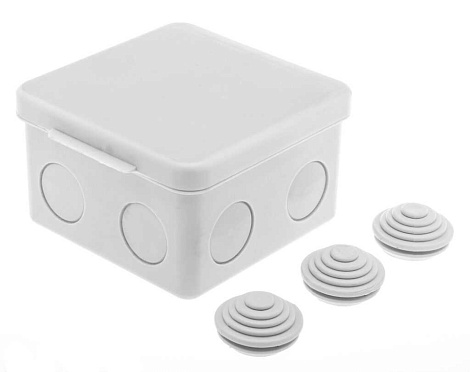 Коробка расп. ОП  80х80х55мм IP54 без отверстий серый (с 3 муфтами) Gusi Electric ш/к