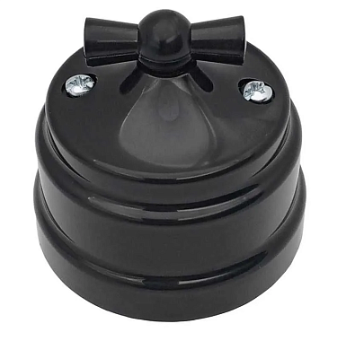 Выключатель 1 ОП 10А поворотный Bylectrica Ретро черный