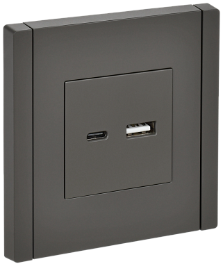 Розетка 1 СП USB A+тип-С 3,1А IEK FP350 Forte&Piano серый