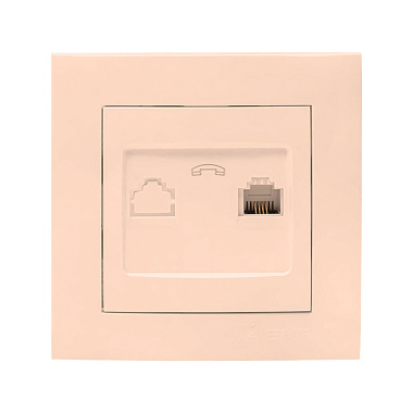 Розетка 1 СП телефонная RJ11 EKF Валенсия кремовый