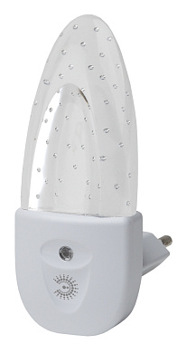 Светильник-ночник в розетку с датчиком освещ. Пузырьки белый ЭРА Б0019103