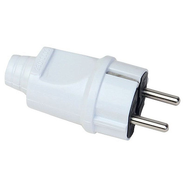 Вилка прямая с/з белая 16А 250В F999W FAR