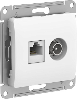 Розетка 1 СП TV+комп.RJ45 кат.5е механизм SE Glossa белый