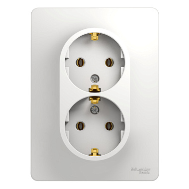 Розетка с заземлением 2 СП 16А SE Glossa белый