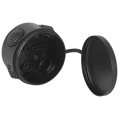 Коробка расп. ОП D=70мм, Н=50мм IP55 4 ввода, для монтажного пистолета Рувинил черный