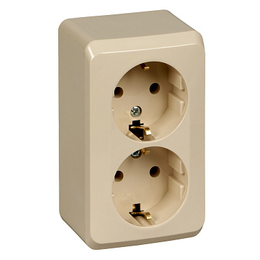 Розетка с заземлением 2 ОП 16А SE Этюд кремовый