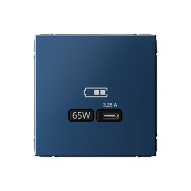 Розетка 1 СП USB тип-С 65W высокоскор.заряд QC,PD механизм SE ArtGallery аквамарин