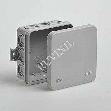 Коробка расп. ОП  85х85х35мм IP54 12 вводов Рувинил серый