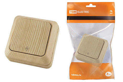 Переключатель 1 ОП 10А проходной TDM Ладога сосна