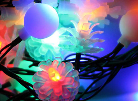 Гирлянда светодиодная КОСМОС 30 светодиодов, новогодние игрушки мультиколор, 4,4м, 8 режимов мигания