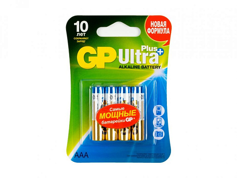 Элемент питания (AAA) щелочной LR03 Alkaline 1,5V 4BL GP Ultra Plus