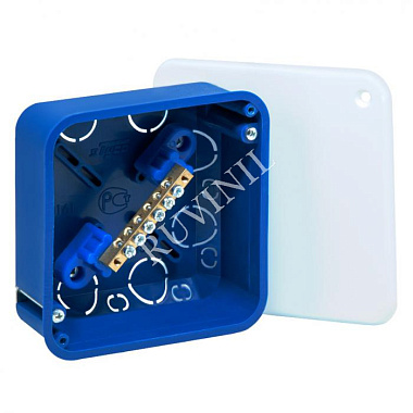 Коробка уравнивания потенциалов СП 100х100х45мм ГСК IP30 (метал. лапки, шина 6х9 на углов. изол. 6 групп) Рувинил