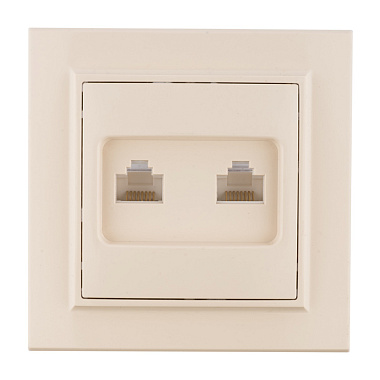 Розетка 1 СП комп. RJ45+RJ45 кат.5e EKF Минск бежевый