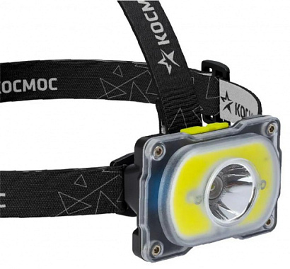 Фонарь налобный светодиодный КОСМОС (KOC507Lit) аккум/3Вт+5ВтCOB/Li-ion 18650 1200mAh/ABS-пл/индикатор/USB type C