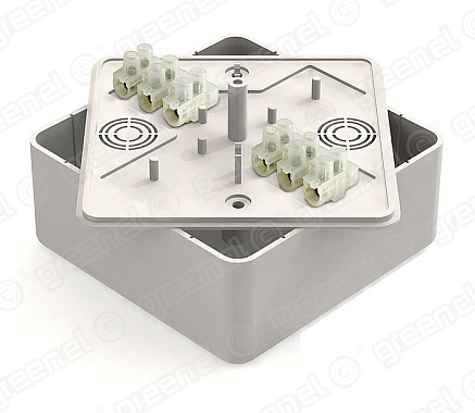 Коробка расп. ОП 100х100х44мм IP40 для кабель-каналов (с клеммной колодкой) белый Greenel