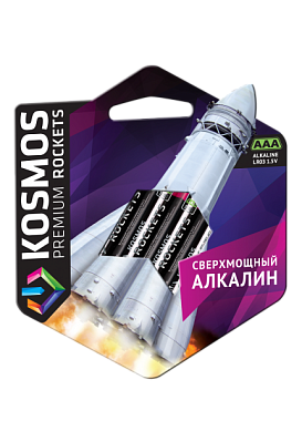 Элемент питания (AAA) щелочной LR03 Alkaline 1,5V 4BL Космос premium Rockets