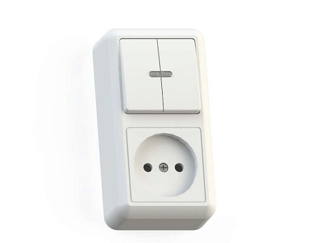 Блок ОП (2кл.с подсв. + 1роз.) IP20 Кунцево-Электро Оптима белый