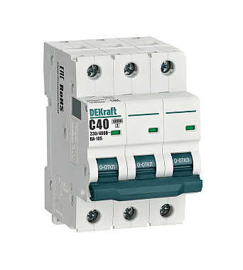 Автоматический выключатель 3P  40А (C) 10kA ВА105 DEKraft
