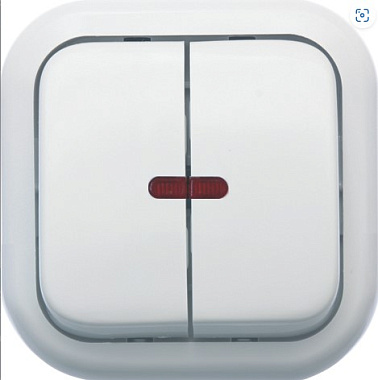 Выключатель 2 ОП  6А с подсв. Кунцево-Электро Валентина белый