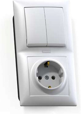 Блок комб. СП (2кл с подсв. + 1роз с з/к) Кунцево-Электро Селена слоновая кость