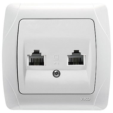 Розетка 1 СП телефонная RJ11+RJ11 Viko Carmen белый