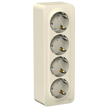 Розетка с заземлением 4 ОП 16А с з/шт (изол.пл.) SE Blanca молочный