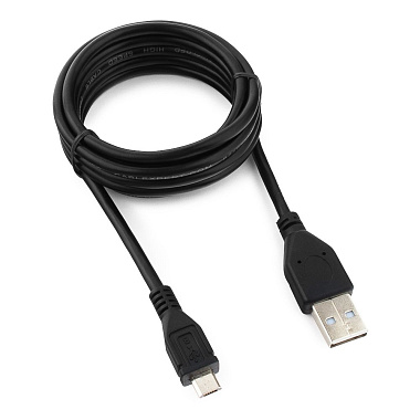 Кабель USB2.0 AM/MicroUSB, медь, двойн.экран, 26/28AWG, Pro, 1.8м, черный, пакет Cablexpert