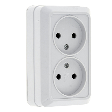 Розетка 2 ОП 10А EKF Рим белый