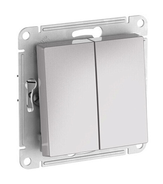 Переключатель 2 СП IP44 10АХ сх.6 механизм безвинт. зажим SE AtlasDesign Aqua алюминий